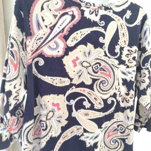 Croft and Barrow Soft 3/4 Sleeve 100% Cotton T Shirt with 4 Metallic Buttons - Picture 5 of 6